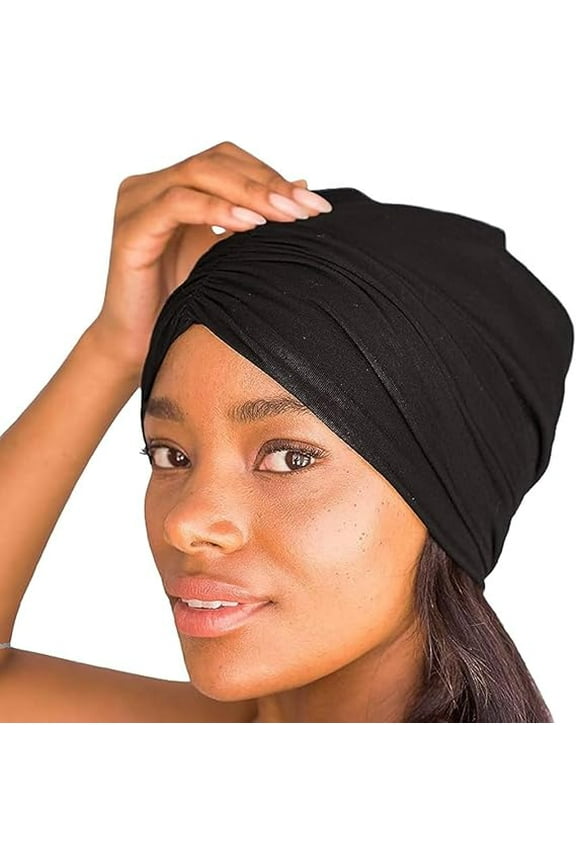 Satin Lined Beanie for Women - Slouchy Satin Sleep Cap | Softer Than Silk Hair Cover for Sleeping | Ultimate Night Cap for Hair Protection and Comfort - Black