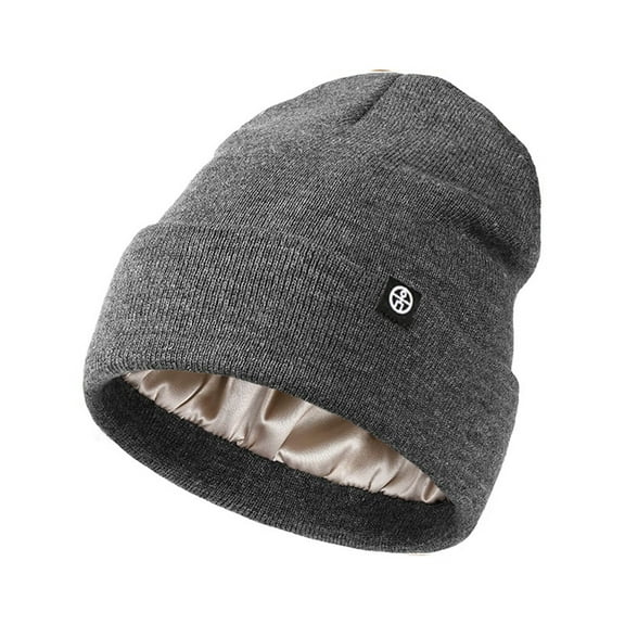 Satin Lined Beanie for Women Fashionable Winter Hats Silk Beanies Warm Soft Ribbed Knit Hat Skull Cap for Men Teen