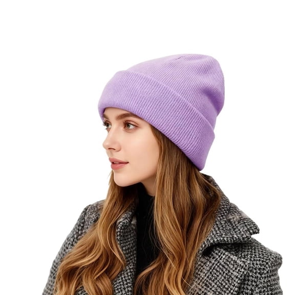 Satin Lined Beanie for Women,Silk Lined Womens Beanies Knit Soft Warm Cuffed Hat Less Static