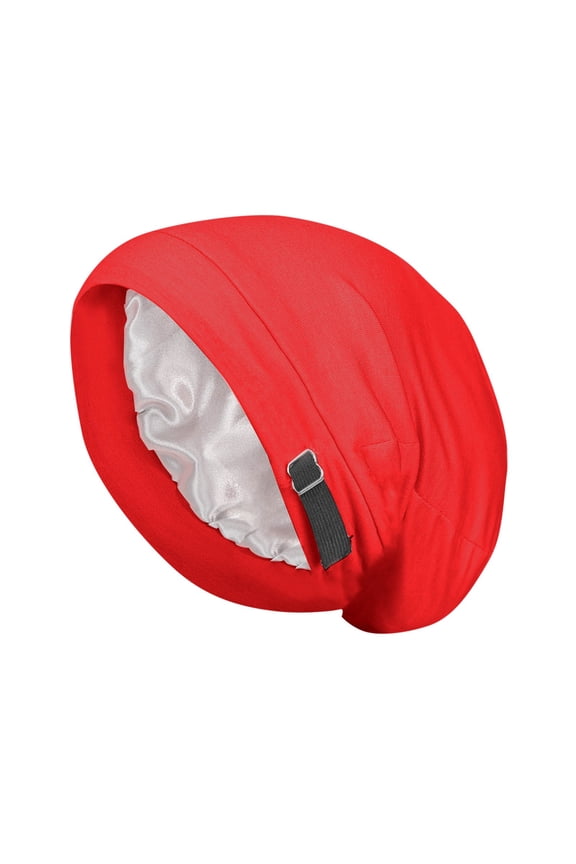 Satin-Lined Sleep Bonnet for Curly Hair – Adjustable Silk Hair Wrap for Women & Men, Breathable Stay-On-All-Night Cap with Slouchy Beanie Design (Solid Colors)