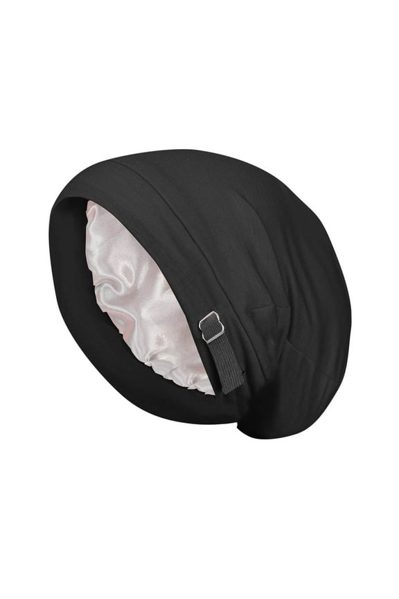 Satin-Lined Sleep Bonnet for Curly Hair – Adjustable Silk Hair Wrap for Women & Men, Breathable Stay-On-All-Night Cap with Slouchy Beanie Design (Solid Colors)