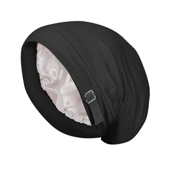 Satin-Lined Sleep Bonnet for Curly Hair – Adjustable Silk Hair Wrap for Women & Men, Breathable Stay-On-All-Night Cap with Slouchy Beanie Design (Solid Colors)