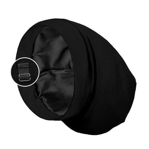 Satin Lined Sleep Cap Bonnet for Curly Hair and Braids, Stay On All Night Wrap with Adjustable Strap, 1pcs