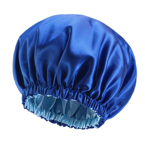 Satin Lined Waterproof Double Layer Shower Cap Haircare Women Beauty Salon Hat Headwear Shower Bathroom Supplies