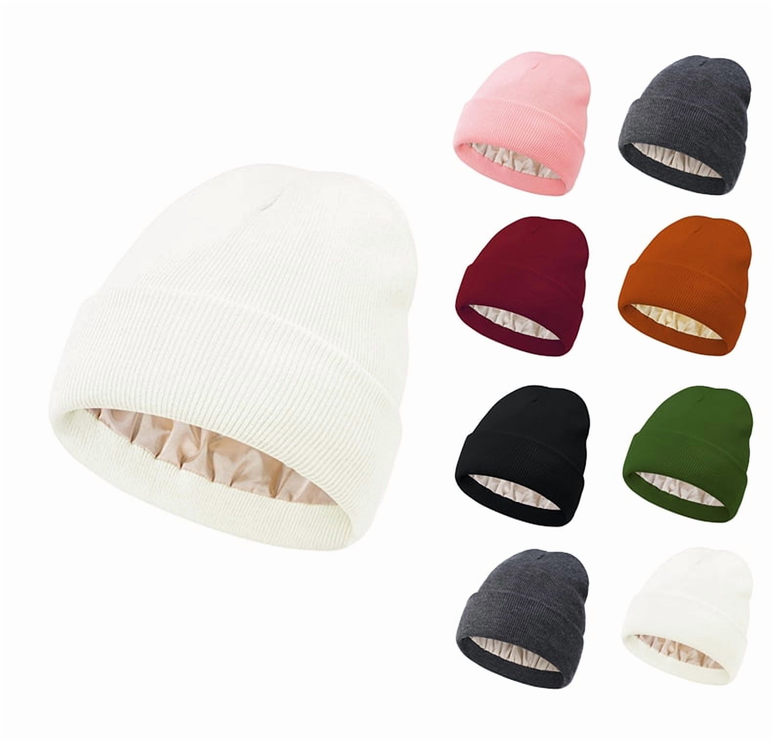 Satin Lined Winter Beanie Hats for Women Knit Beanie Hat  display picture 1