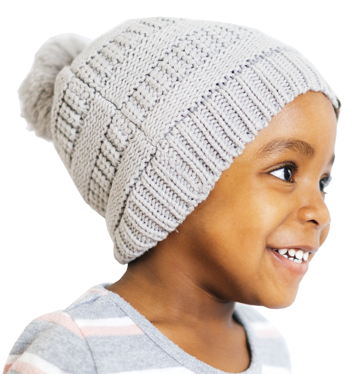 Satin Lined Winter Hats for Toddlers Slouchy Knit Beanie for girls with Natural Hair