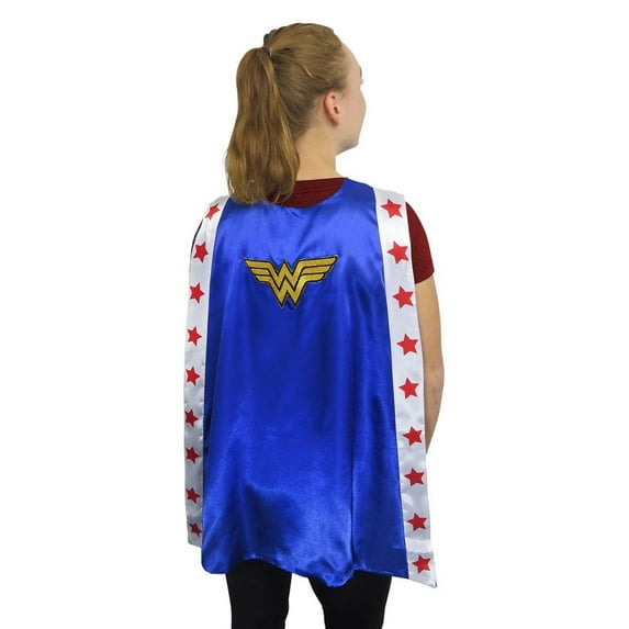 Womens Deluxe Blue Double Sided Wonder Woman Classic Cape Costume Accessory