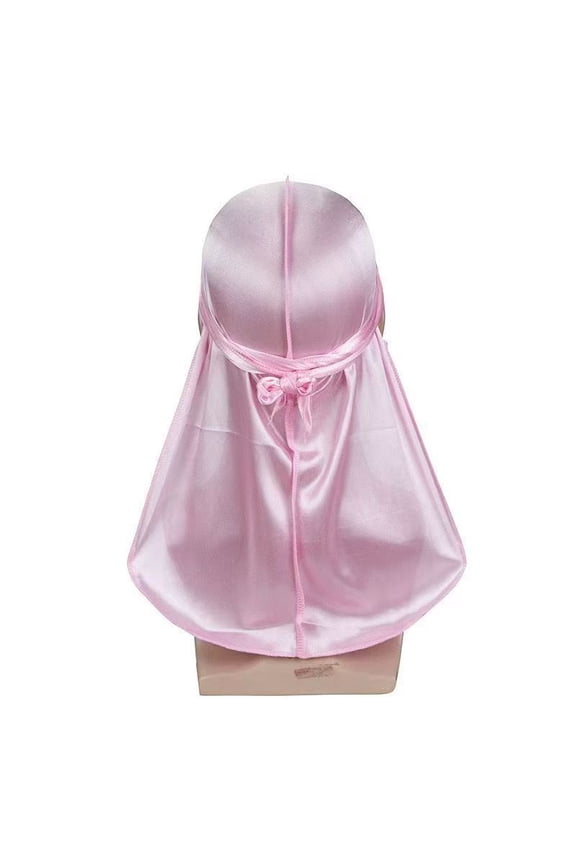 Satin Long Tail Durag for Men – Elastic Hair Wrap Hat in Black, White, Red, Blue