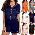 thumbnail image 1 of Satin Loungewear Set Womens Button Down Sleepwear Two Piece Pajama Outfit Comfortable Wear, 1 of 6