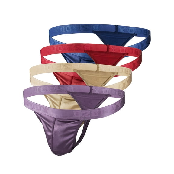 Satin Mens Sport Thongs Underwear Silky Sexy Man G String Thong Undie Multi-Pack