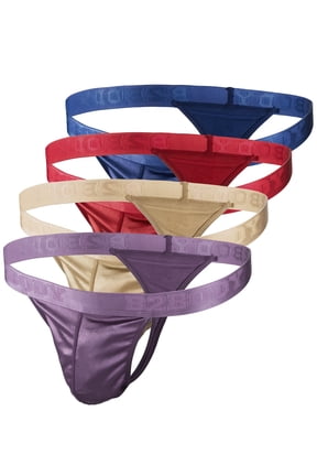 Satin Mens Sport Thongs Underwear Silky Sexy Man G String Thong Undie Multi-Pack