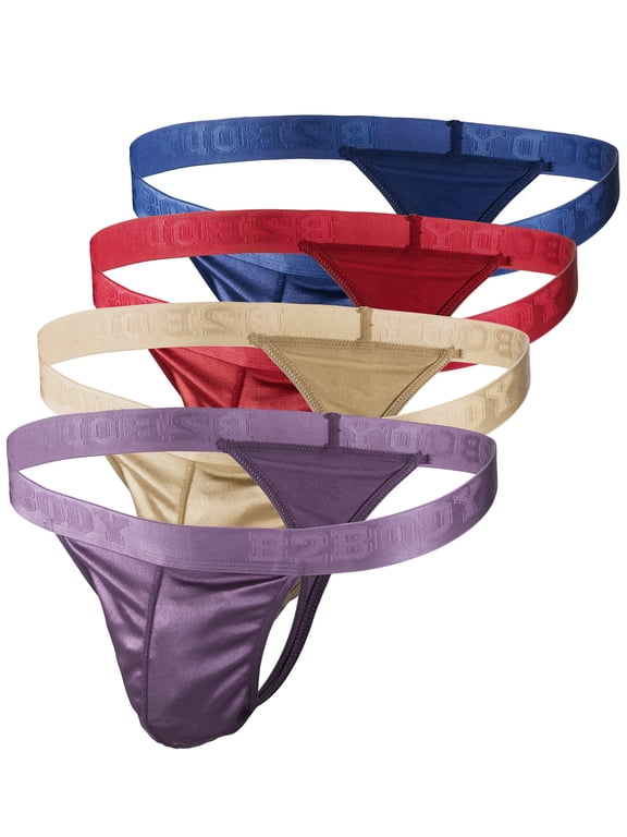 Satin Mens Sport Thongs Underwear Silky Sexy Man G String Thong Undie Multi-Pack