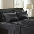 thumbnail image 1 of Satin Microfiber Bed Sheet Set Comfort Classics, Full, Black, 1 of 9