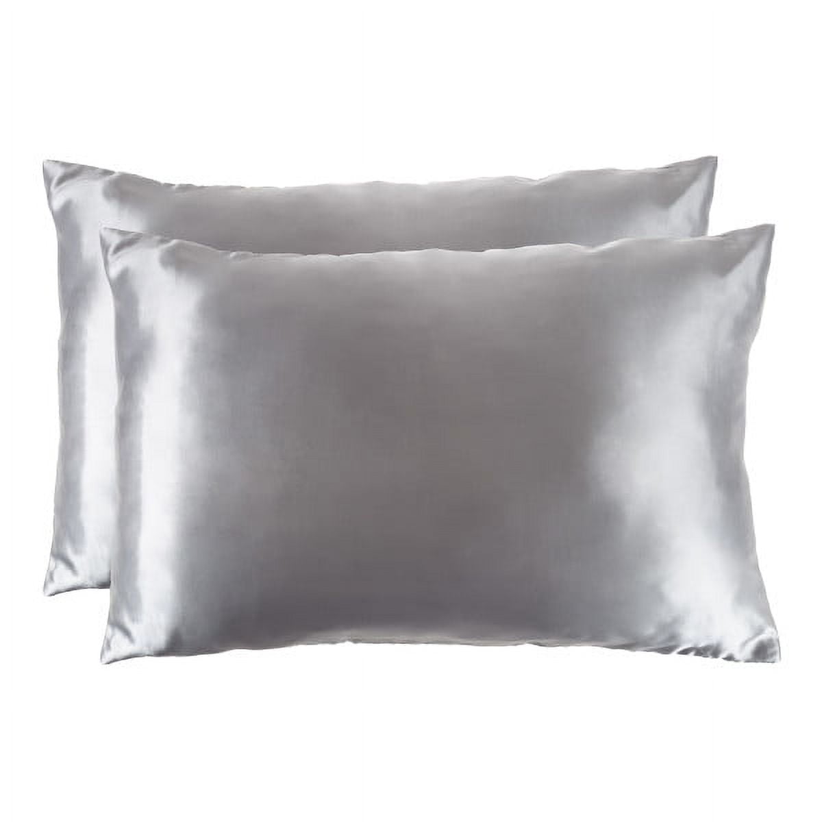 Satin Microfiber Pillowcases for Hair & Skin- Set of 2 King Size Pillow Covers, Hidden Zipper- Helps Prevent Frizz & Wrinkles by LHC (Silver Gray)