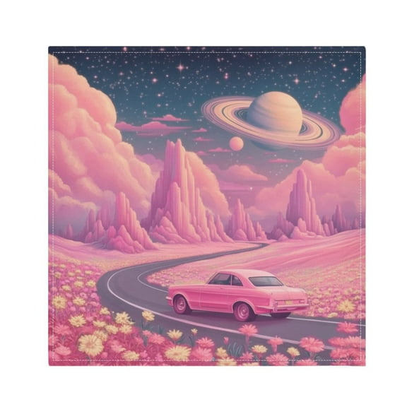 Satin Napkin Square 20 Inches Soft Smooth Decorative Napkins for Party Wedding Banquet and Dinner A Pink Landscape