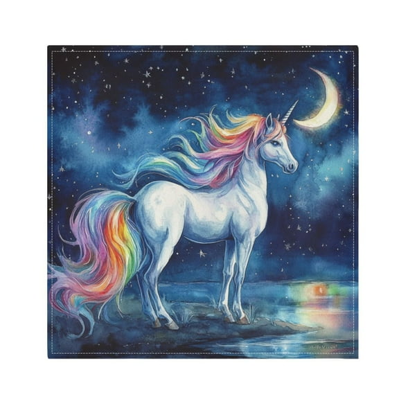 Satin Napkin Square 20 Inches Soft Smooth Decorative Napkins for Party Wedding Banquet and Dinner Beautiful Watercolor Unicorn