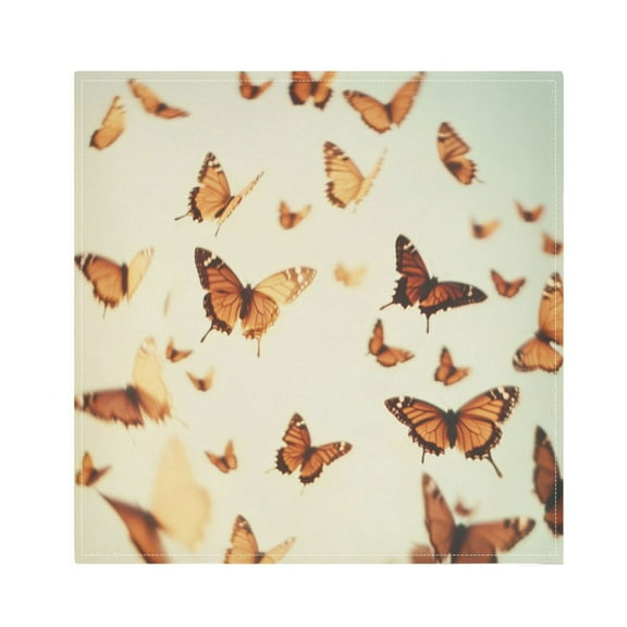 Satin Napkin Square 20 Inches Soft Smooth Decorative Napkins for Party Wedding Banquet and Dinner Butterflies Flying in The Air