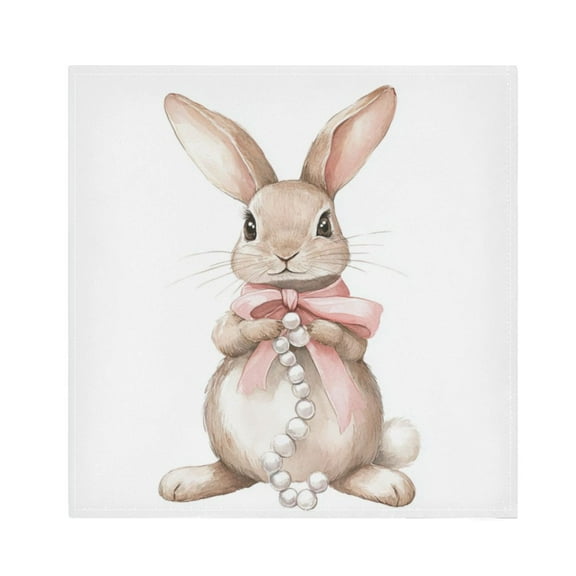 Satin Napkin Square 20 Inches Soft Smooth Decorative Napkins for Party Wedding Banquet and Dinner Cute Watercolor Easter Bunny