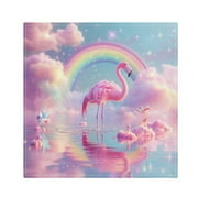 Satin Napkin Square 20 Inches Soft Smooth Decorative Napkins for Party Wedding Banquet and Dinner Flamingo in The Water