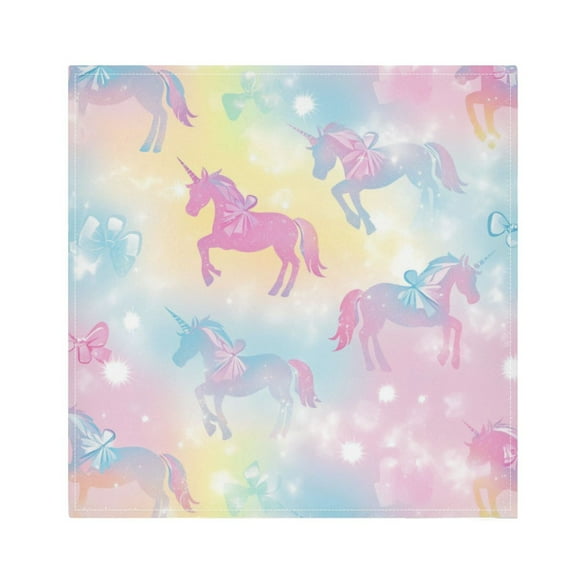 Satin Napkin Square 20 Inches Soft Smooth Decorative Napkins for Party Wedding Banquet and Dinner Pastel Unicorns and Bows