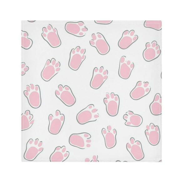 Satin Napkin Square 20 Inches Soft Smooth Decorative Napkins for Party Wedding Banquet and Dinner Pink Bunny Footprints