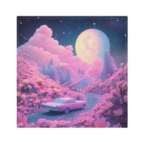 Satin Napkin Square 20 Inches Soft Smooth Decorative Napkins for Party Wedding Banquet and Dinner Pink Planet with Clouds