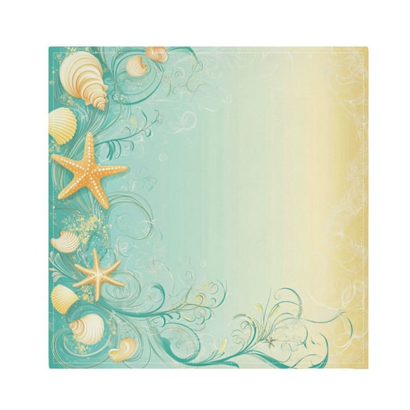 Satin Napkin Square 20 Inches Soft Smooth Decorative Napkins for Party Wedding Banquet and Dinner Starfish and Shells