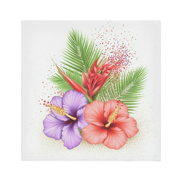 Satin Napkin Square 20 Inches Soft Smooth Decorative Napkins for Party Wedding Banquet and Dinner Tropical Flower Arrangement