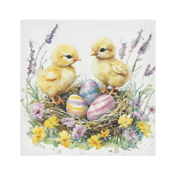 Satin Napkin Square 20 Inches Soft Smooth Decorative Napkins for Party Wedding Banquet and Dinner Two Yellow Chicks