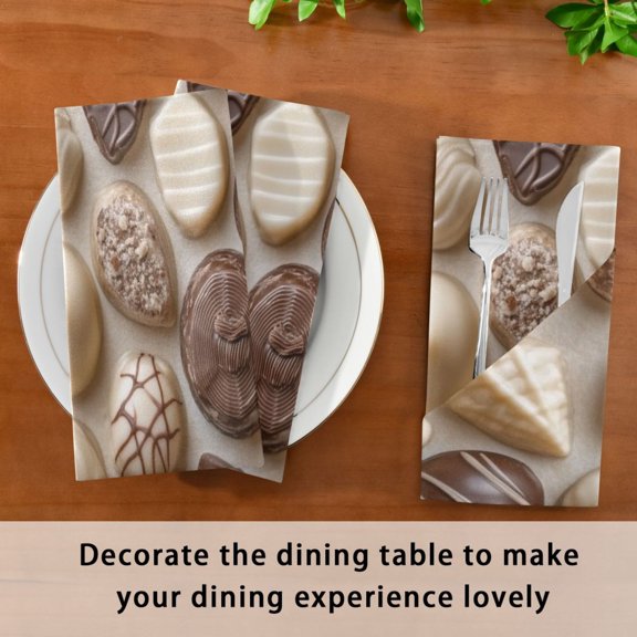 Satin Native Fab Cotton Dinner Napkin Assorted White and Milk Chocolates Reusable