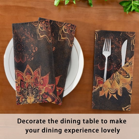 Satin Native Fab Cotton Dinner Napkin Autumn Bloom Dance Reusable