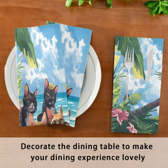 Satin Native Fab Cotton Dinner Napkin Cats Beach Holiday Flowers Reusable