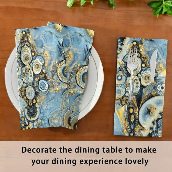 Satin Native Fab Cotton Dinner Napkin Celestial Blue Reusable