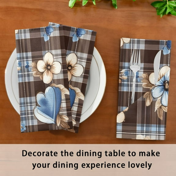 Satin Native Fab Cotton Dinner Napkin Charming Hearts and Blooms Reusable