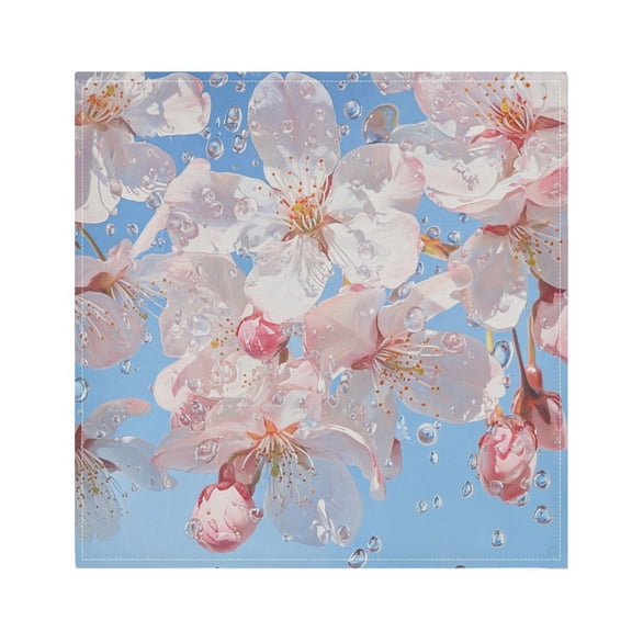 Satin Native Fab Cotton Dinner Napkin Cherry Blossoms Rain Reusable