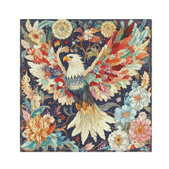 Satin Native Fab Cotton Dinner Napkin Colorful Eagless Floral Art Reusable
