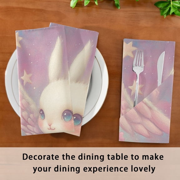 Satin Native Fab Cotton Dinner Napkin Cupid’s Bunny Reusable