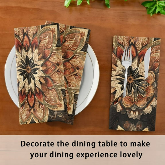 Satin Native Fab Cotton Dinner Napkin Earthy Elegance Reusable