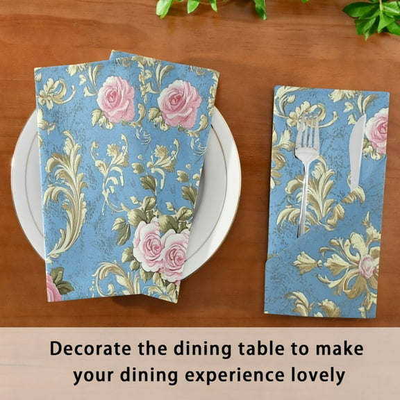 Satin Native Fab Cotton Dinner Napkin Elegant Floral Damask Design Reusable