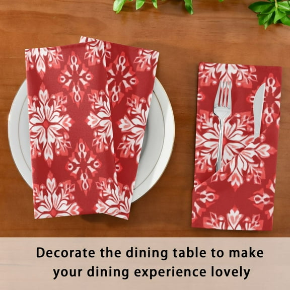 Satin Native Fab Cotton Dinner Napkin Festive Snowflake Pattern Reusable