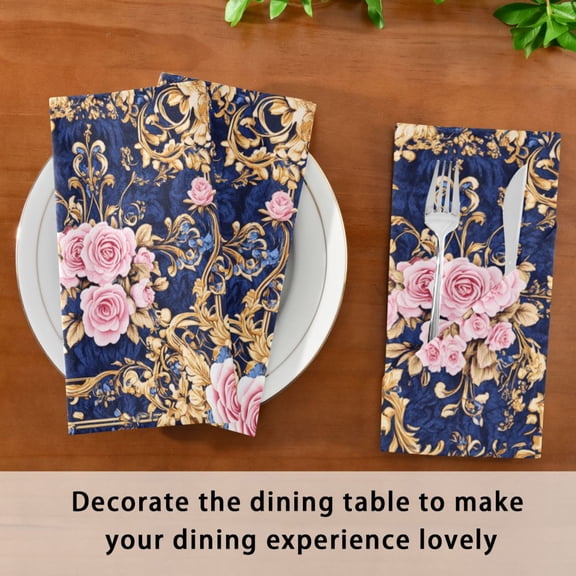 Satin Native Fab Cotton Dinner Napkin Floral Damask Reusable
