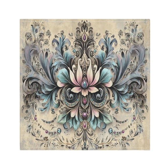 Satin Native Fab Cotton Dinner Napkin Floral and Jewel Design Pattern Reusable