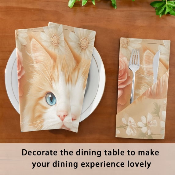 Satin Native Fab Cotton Dinner Napkin Fluffy Companion with Blooms Reusable