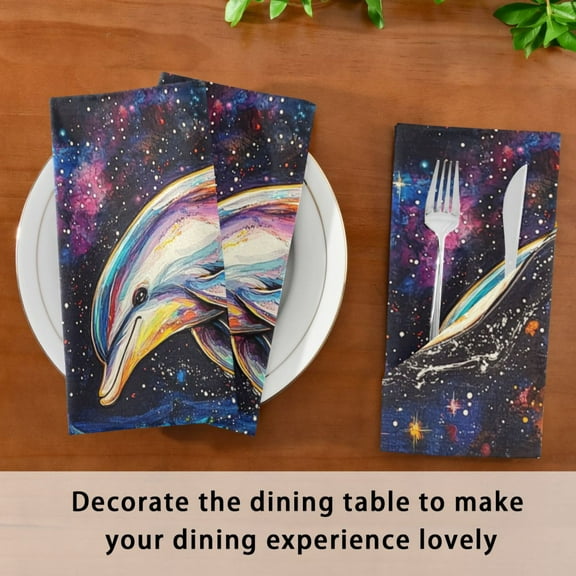 Satin Native Fab Cotton Dinner Napkin Galactic Wave Rider Reusable