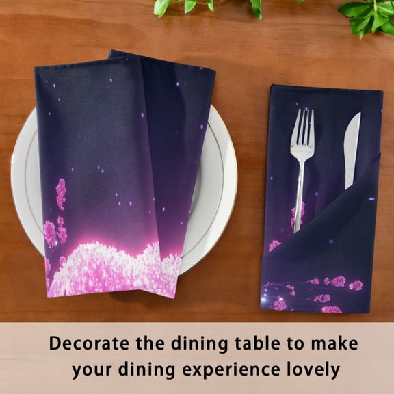 Satin Native Fab Cotton Dinner Napkin Glowing Deer in Pink Forest Reusable