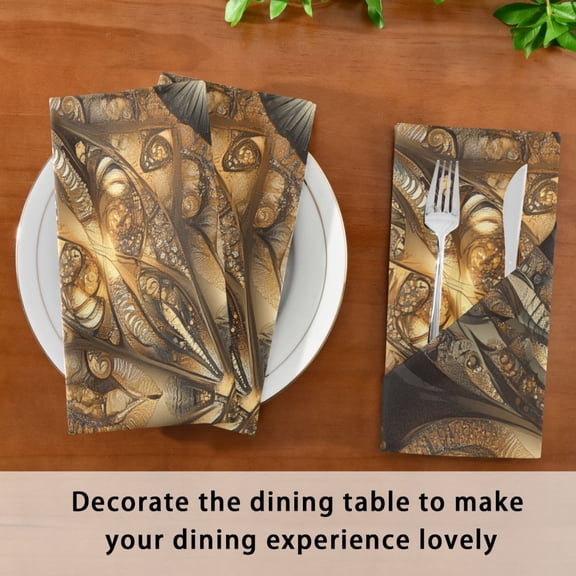 Satin Native Fab Cotton Dinner Napkin Golden Elegance Reusable