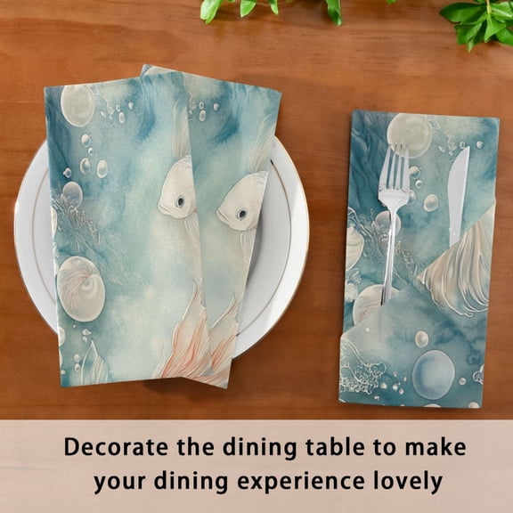 Satin Native Fab Cotton Dinner Napkin Goldfish in Motion Reusable