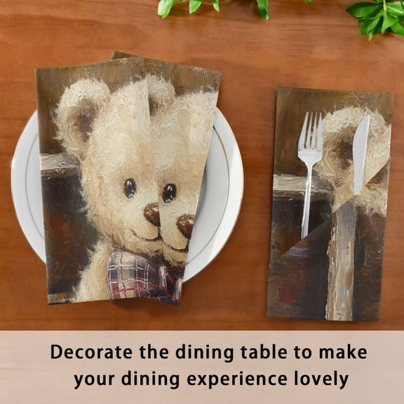 Satin Native Fab Cotton Dinner Napkin Harmony in Furry Form Reusable