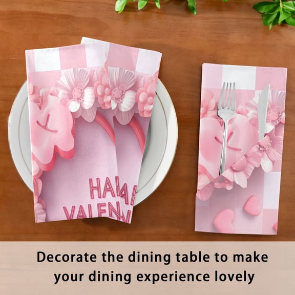 Satin Native Fab Cotton Dinner Napkin Heartfelt Valentine’s Bliss Reusable
