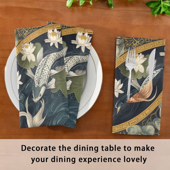 Satin Native Fab Cotton Dinner Napkin Koi Elegance Reusable